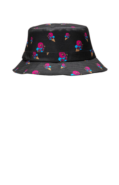 Mad Ice Black with Ice Cream Cone Hockey Logo Bucket Hat