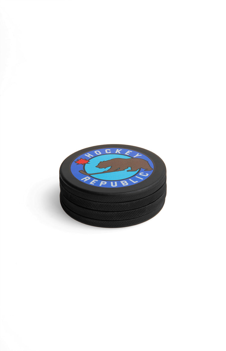 Official GONGSHOW lifestyle hockey apparel 4 pack puck coasters