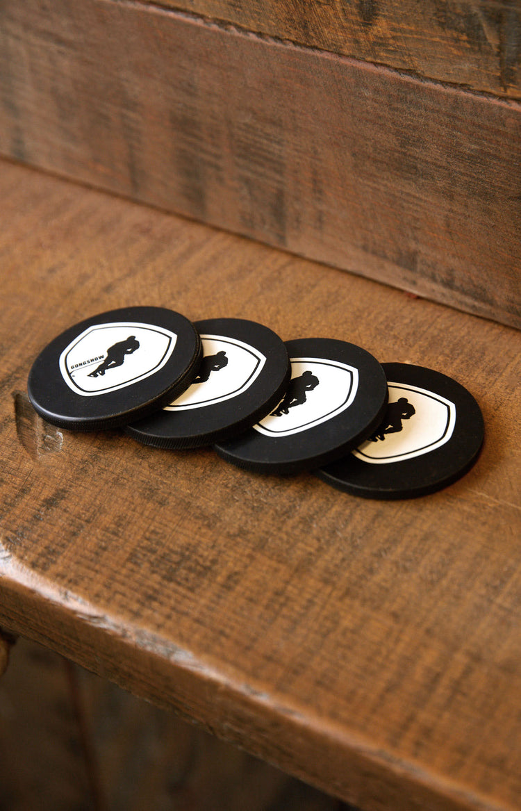 Official GONGSHOW lifestyle hockey apparel 4 pack puck coasters