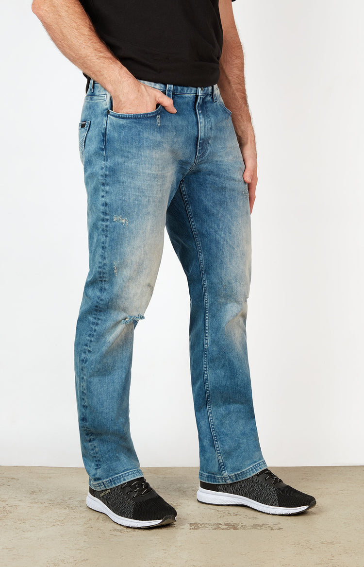Men's Stretch Straight Legs Denim Distressed Hockey Jeans GONGSHOW GEAR