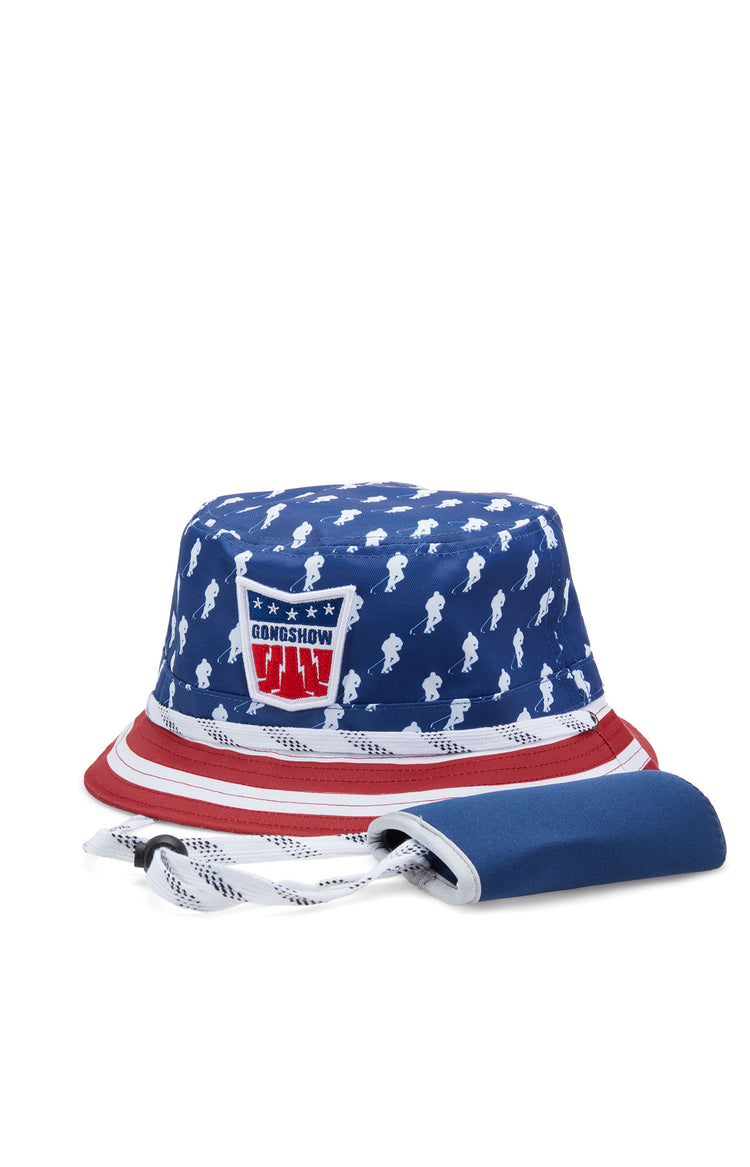 Stripes And Pipes USA GONGSHOW Hockey Bucket Hat GONGSHOW Canada