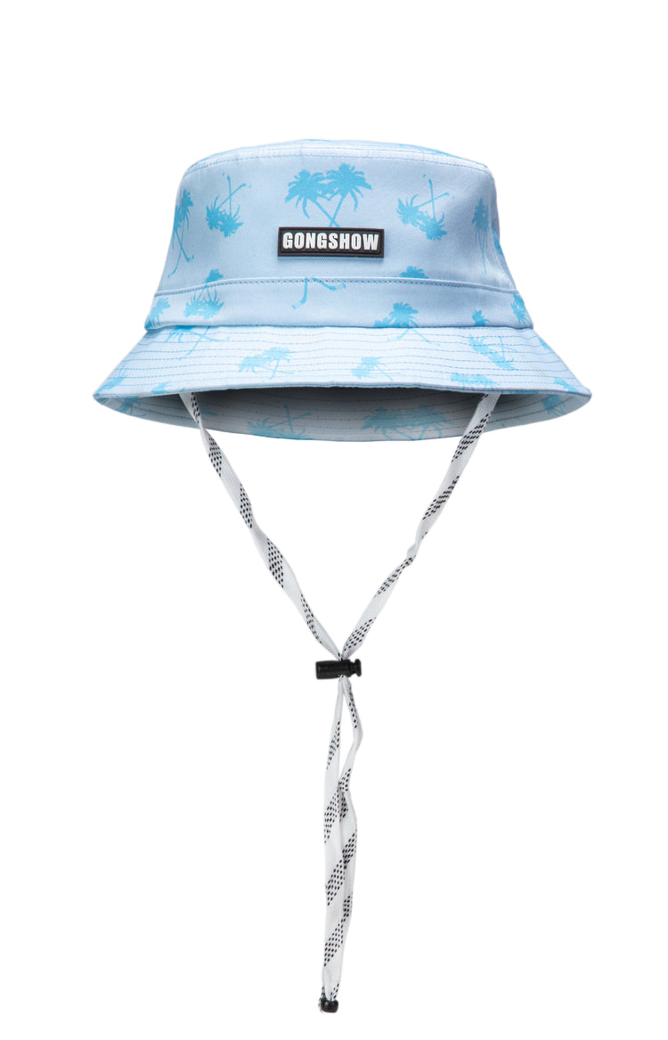 Palm Tucksedo Light Blue with Aqua Palm Hockey Trees Bucket Hat
