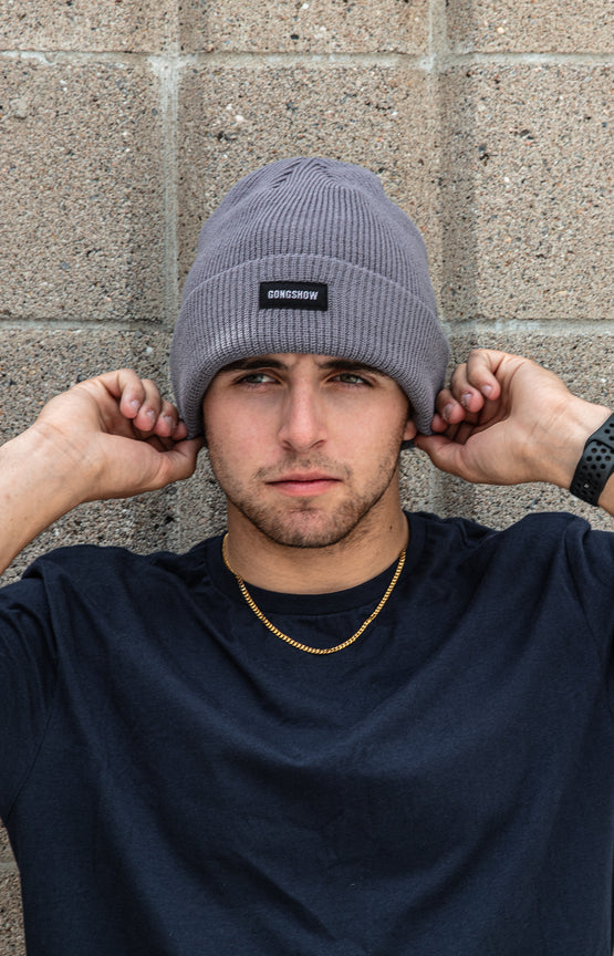 Pre-Game Grey 1x1 Ribbed Knit Hockey Toque β GONGSHOW GEAR